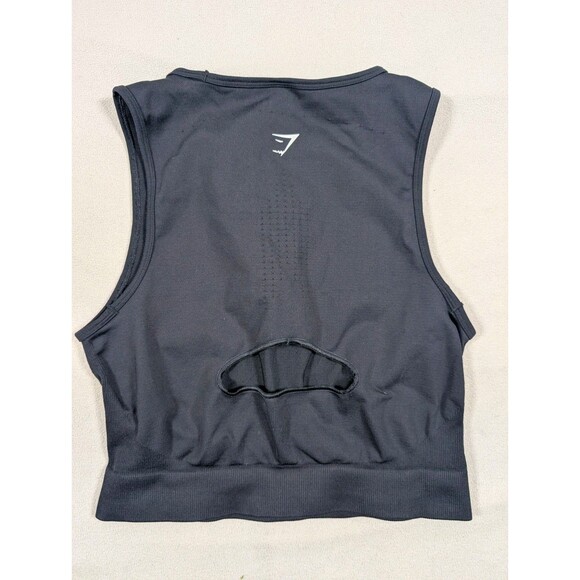 Gymshark Sweat Seamless Midi Tank Size Medium Black Top Gym Yoga Activewear - Picture 4 of 7